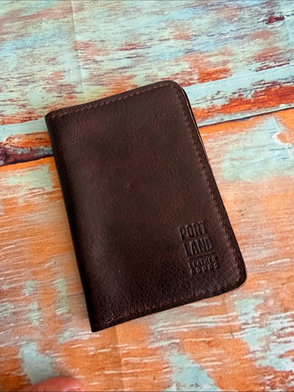Portland Leather Dark Brown Leather Passport holder.